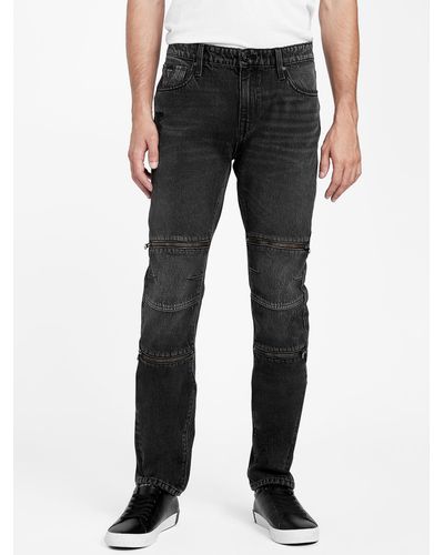 Guess Factory Eco Bruce Moto Skinny Jeans - Black