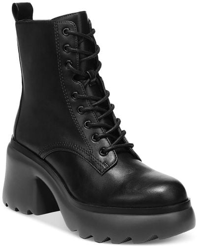 BarIII Peliican Faux Leather Lace-up Booties - Black