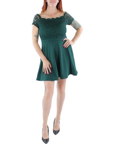 City Studios Juniors Lace Mini Fit & Flare Dress - Green