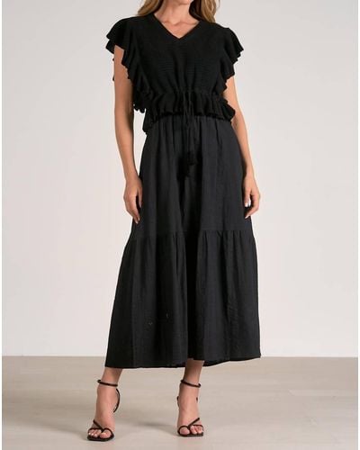 Elan Mixed Yarn Dress - Black
