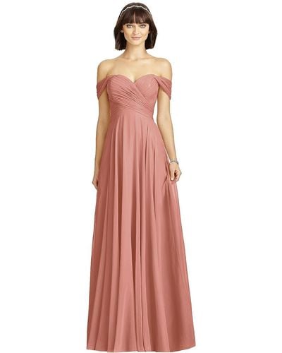 Dessy Collection Off-the-shoulder Draped Chiffon Maxi Dress - Pink