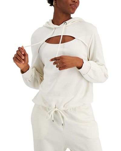 INC Front Cut-out Hood Hoodie - White