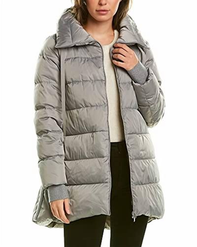Herno Puffer Jacket With Lurex Detail Down Fill Coat Quilted - Gray