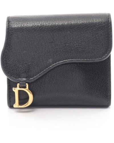 Dior Saddle Lotus Wallet Trifold Wallet Leather - Gray