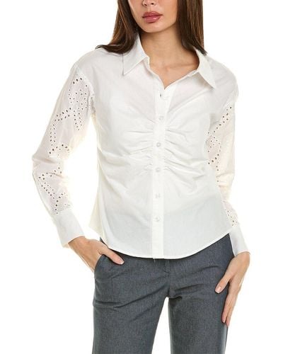 Gracia Shirred Waist Shirt - White