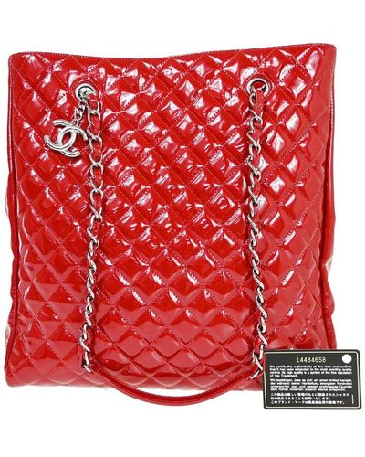 Chanel Cabas Patent Leather Tote Bag (pre-owned) - Red