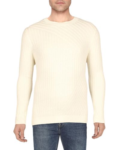 INC Tucker Cotton Ribbed Crewneck Sweater - White