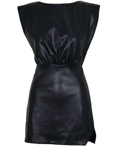 Lucy Paris Pat Faux Leather Mini Dress - Black