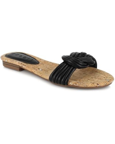 Esprit Katelyn Faux Leather Flip Flop Flat Sandals - Black