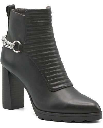 Adrienne Vittadini Niles Faux Leather Chain Ankle Boots - Black
