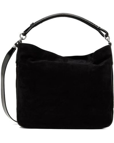 STAUD Suede Leather Large Hobo Handbag - Black
