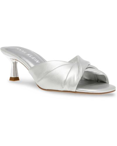 Anne Klein Laila Faux Leather Slip On Heels - White