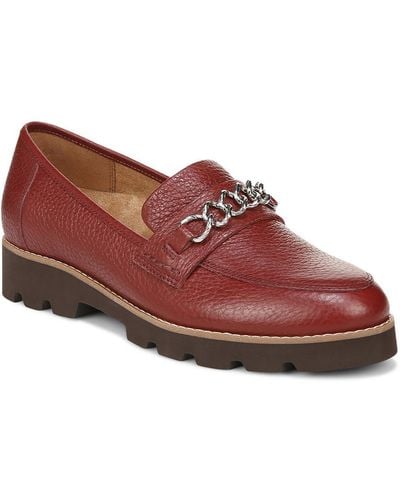 Vionic Emalyn Leather Slip On Loafers - Red