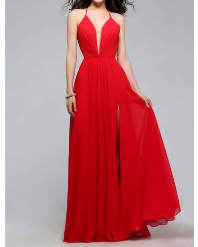 Faviana A Line Evening Gown In Red