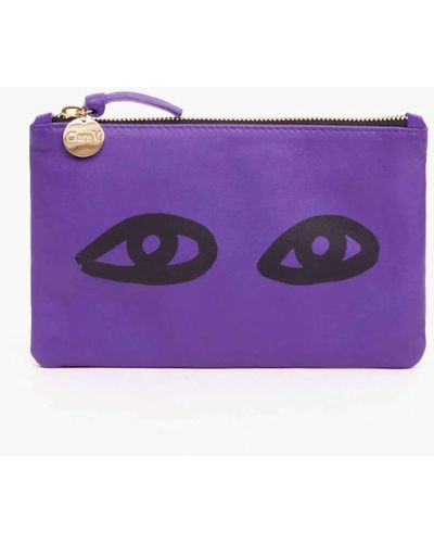 Clare V. Wallet Clutch In Iris Eyes - Purple
