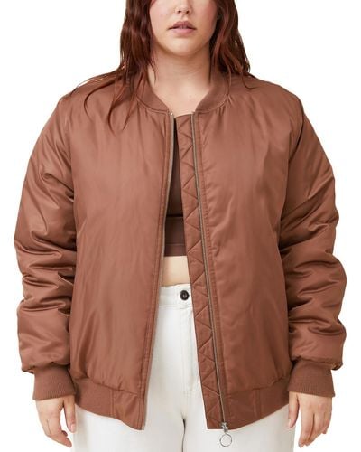 Cotton On Shimmer Warm Bomber Jacket - Brown