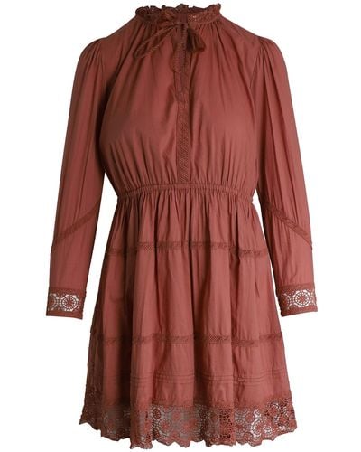 Ulla Johnson Tie-neck Crochet-trimmed Mini Dress - Red