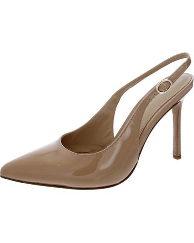 Veronica Beard Lisa Patent Leather Pointed Toe Slingback Heels - Brown