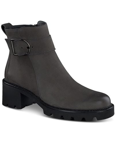 Paul Green Halobt Leather Block Heel Ankle Boots - Black