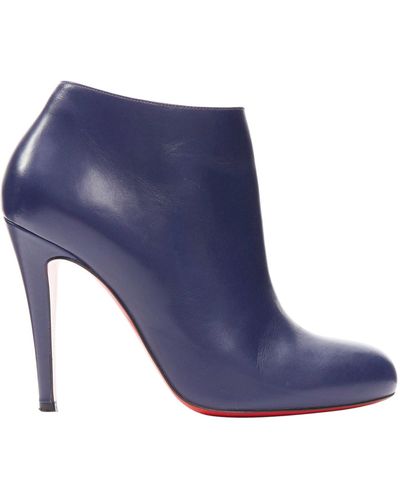 Christian Louboutin Belle 100 Navy High Heel Ankle Boots - Blue