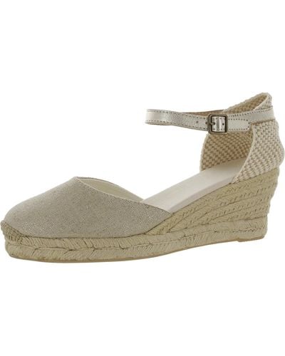 Soludos Linen Ankle Strap Wedge Sandals - Natural