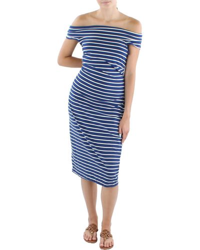 Lauren by Ralph Lauren Striped Midi Bodycon Dress - Blue