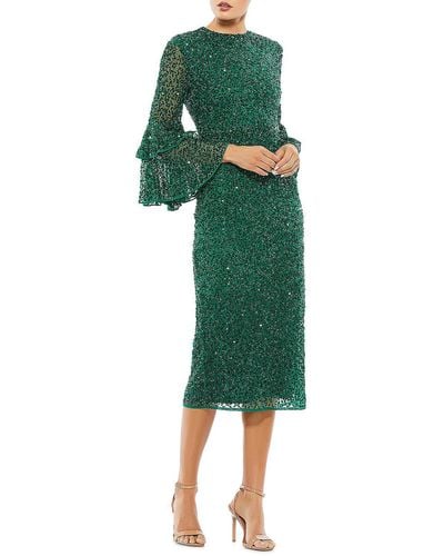 Mac Duggal Sequined Calf Midi Dress - Green