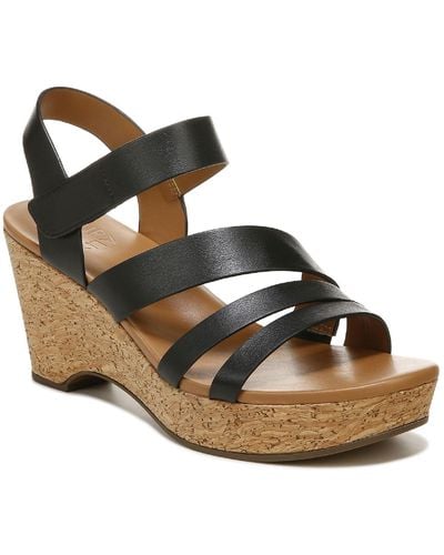 Naturalizer Cynthia Leather Strappy Wedge Sandals - Metallic