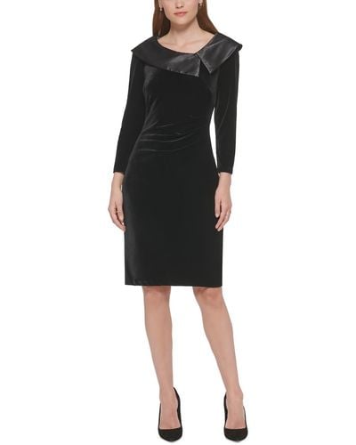 Jessica Howard Petites Velvet Long Sleeves Cocktail And Party Dress - Black