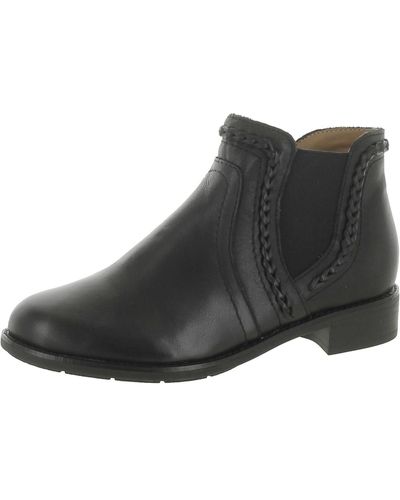 Earth Nika Leather Western Ankle Boots - Black