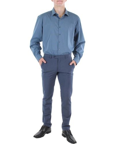 Alfani Regular Fit Plaid Button-down Shirt - Blue