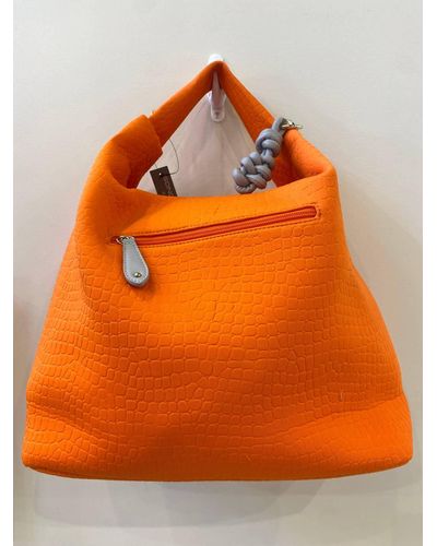 Sondra Roberts Neoprene Croc Hobo Bag In Orange