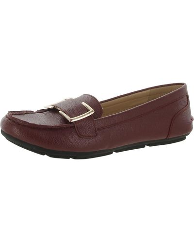 Calvin Klein Faux Leather Round Toe Moccasins - Brown