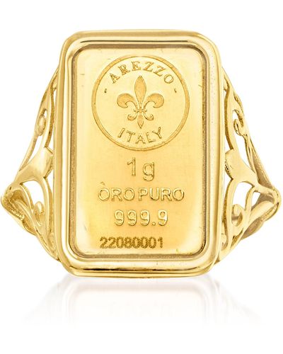 Ross Simons Italian 24kt Gold Fleur de lis 1 gram Ingot Signet