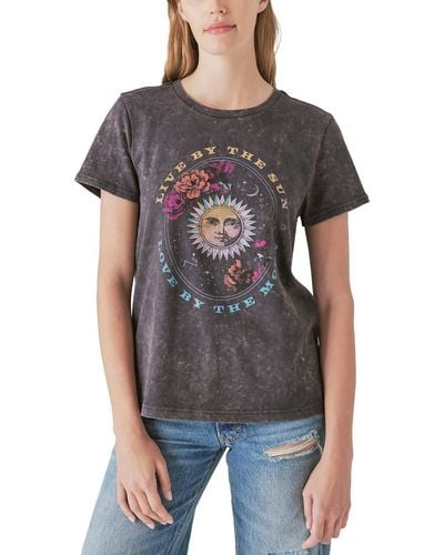 Lucky Brand Printed Cotton Graphic T-shirt - Gray