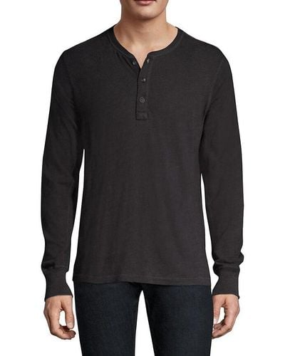 Rag & Bone Classic Long Sleeve Henley Slim-fit T-shirt - Black