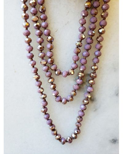 A Blonde and Her Bag Taupe And Purple Crystal Beaded Necklace - Metallic