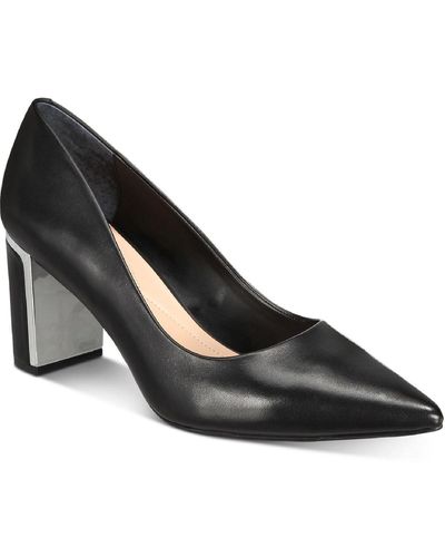 Alfani Jensonn Leather Pointed Toe Dress Heels - Black