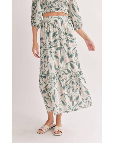 Sadie & Sage Moon And Back Tiered Skirt In Green