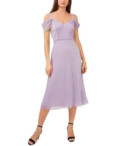 Msk Metallic Long Cocktail And Party Dress - Purple