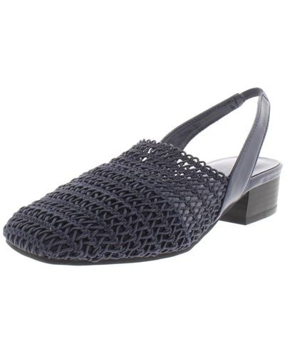 Karen Scott Carlton Crochet Stacked Heel Slingback Sandals - Blue