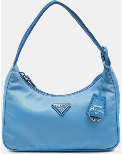 Prada Light Nylon Re-edition 2000 Baguette Bag - Blue