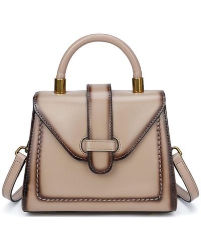 Tiffany & Fred Single Handle Gradient Leather Satchel/ Shoulder Bag - Pink