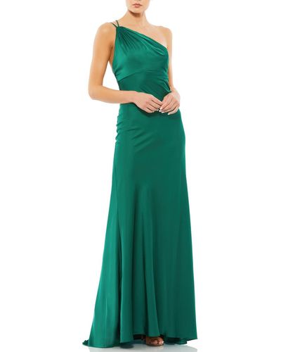 Ieena for Mac Duggal One Shoulder Maxi Evening Dress - Green
