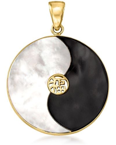 Ross-Simons Mother-of-pearl And Black Agate Yin-yang Pendant
