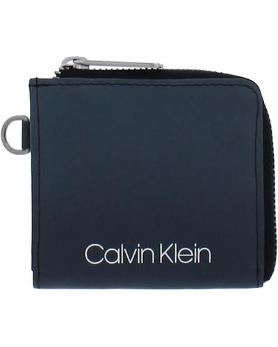 Calvin Klein Leather Rfid Card Case - Blue