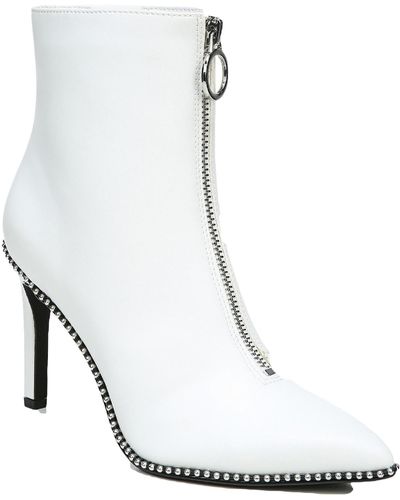 BarIII Briget Faux Leather High Heel Ankle Boots - White