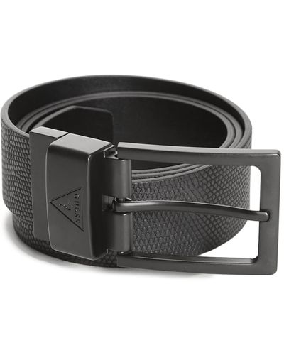 Guess Factory Reversible Snakeskin-embossed Belt - Black