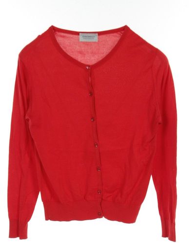 John Smedley Simeto Modern Fit Cardigan Cotton Red