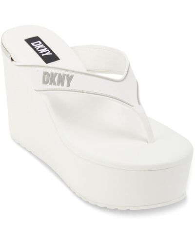 DKNY Trina Thong Sandals Wedge Heel Wedge Heels - White